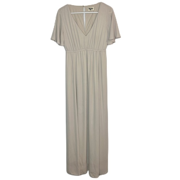 Show Me Your MuMu Emily Empire Maxi Dress Show Me The Ring Crisp Beige Size S - Picture 1 of 13